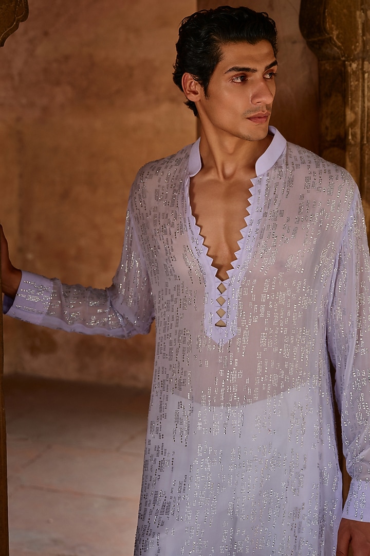 Lilac Georgette Kurta by Sawan Gandhi Men at Pernia's Pop Up Shop