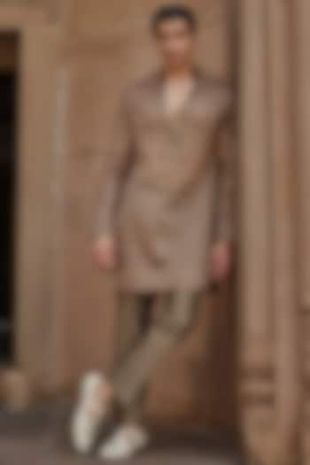 Olive Brown Chanderi Tissue Kurta by Sawan Gandhi Men at Pernia's Pop Up Shop