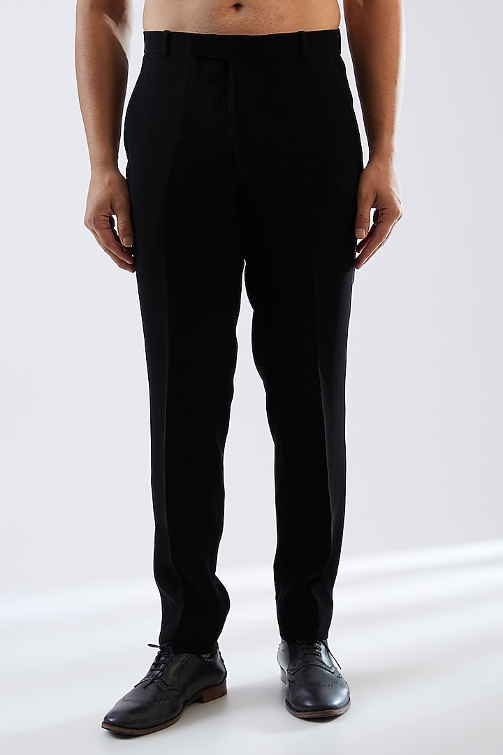 Black Georgette Cutdana Embroidered Groom Bandhgala Set by Sawan Gandhi Men at Pernia's Pop Up Shop