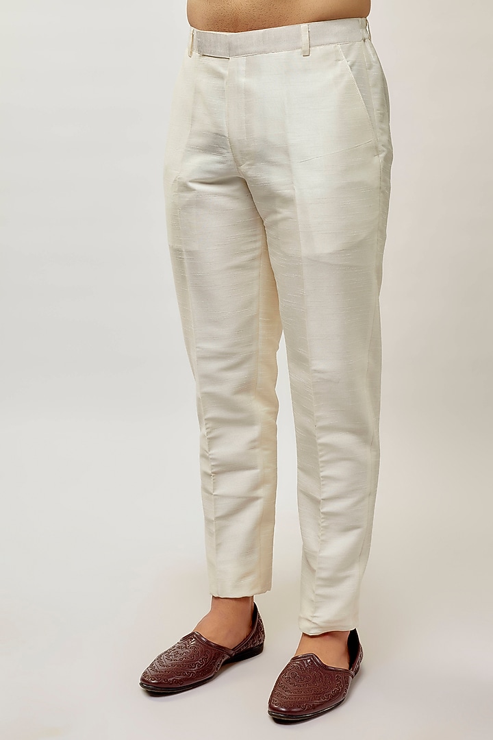 Ivory Georgette Embroidered Groom Sherwani Set by Sawan Gandhi Men at Pernia's Pop Up Shop
