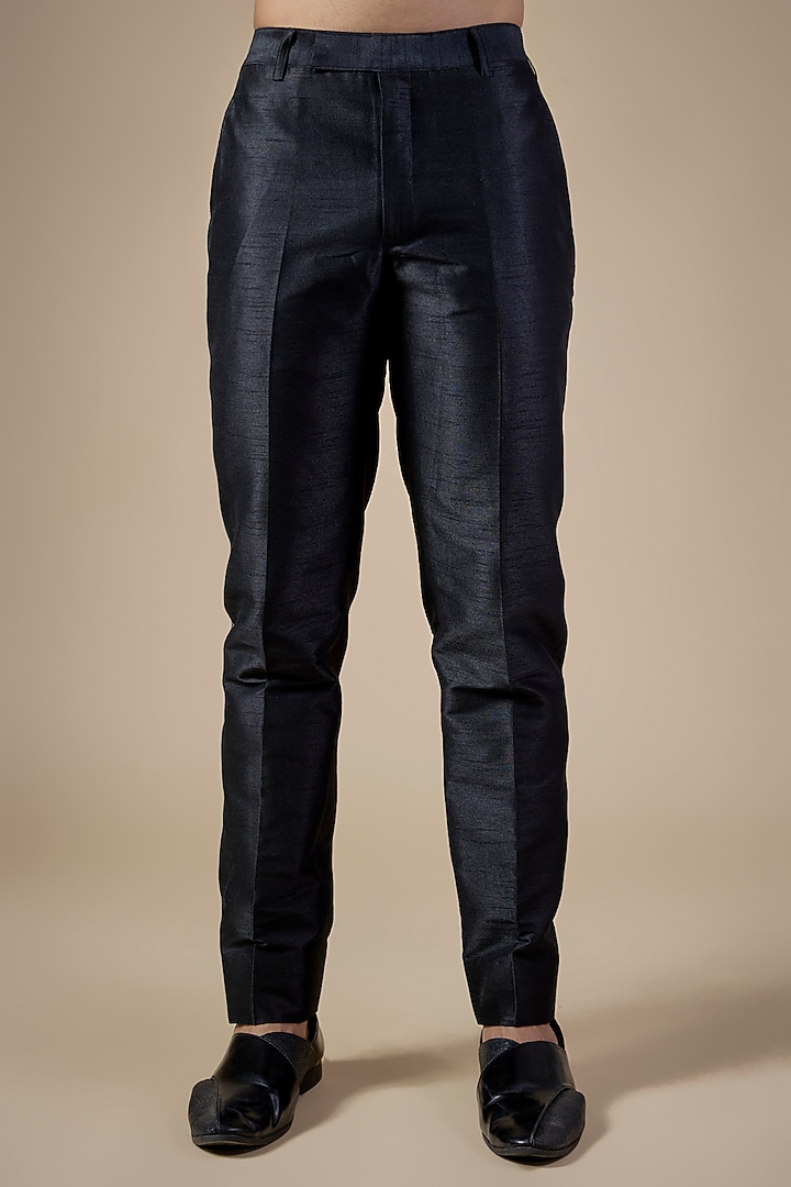 Black Cotton Silk Pants by Sawan Gandhi Men at Pernia's Pop Up Shop
