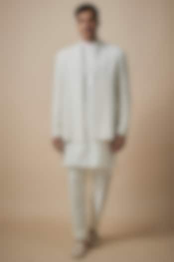 Ivory Silk Indowestern Set by Sawan Gandhi Men at Pernia's Pop Up Shop