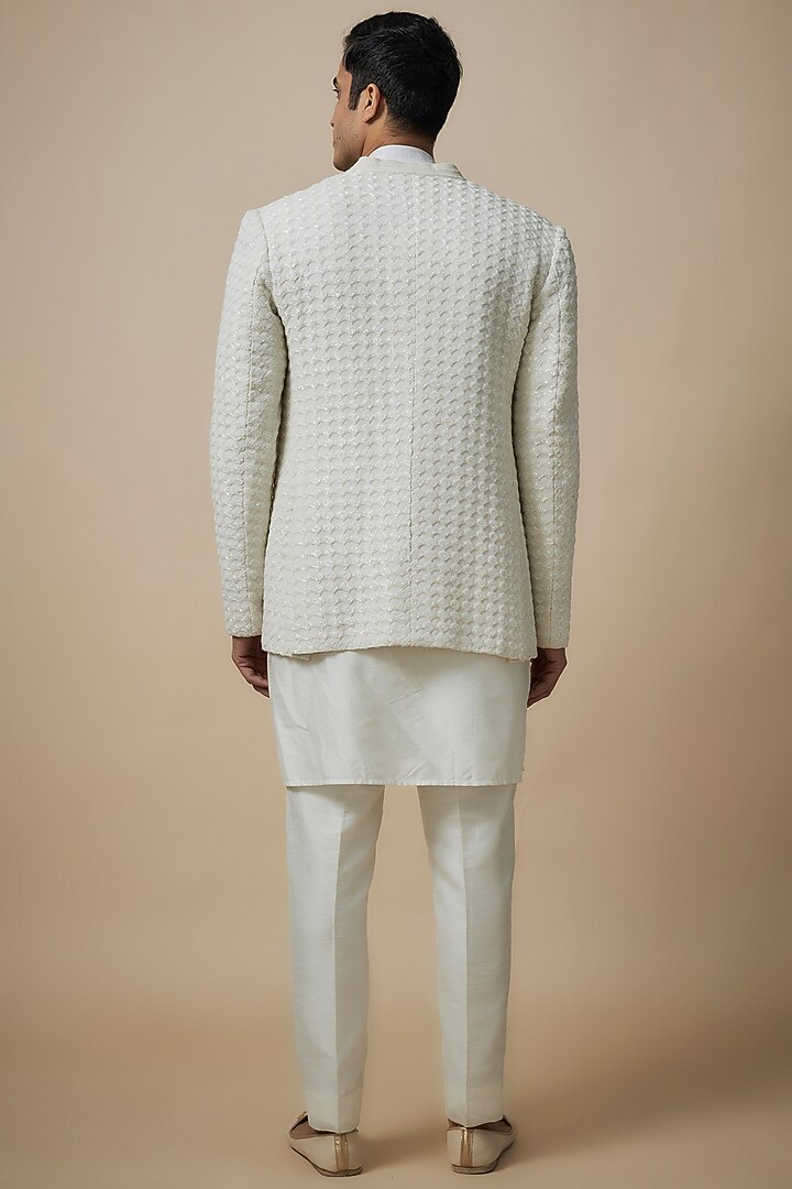 Ivory Silk Indowestern Set by Sawan Gandhi Men at Pernia's Pop Up Shop
