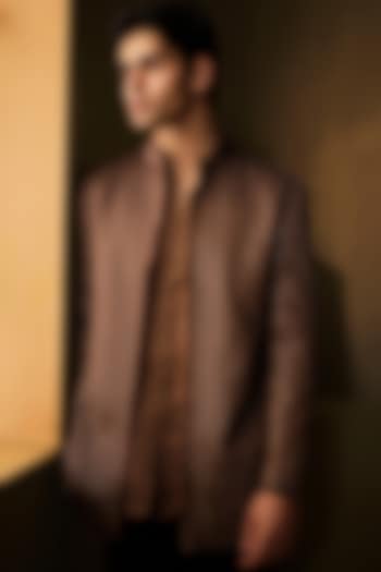 Brown Velvet Indo-Western Jacket With Kurta by Sawan Gandhi Men at Pernia's Pop Up Shop