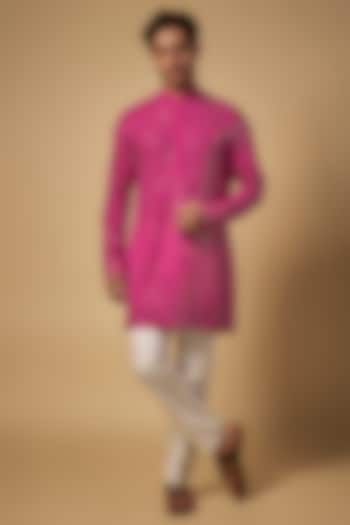 Hot Pink Chanderi Kurta by Sawan Gandhi Men at Pernia's Pop Up Shop