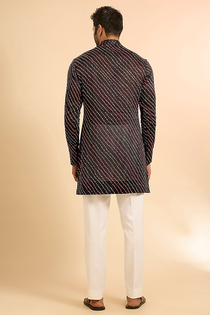Black Chanderi Kurta by Sawan Gandhi Men at Pernia's Pop Up Shop
