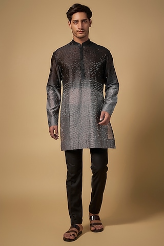 Blue Ombre Chanderi Kurta by Sawan Gandhi Men