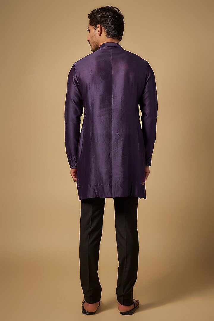 Wine Silk Kurta by Sawan Gandhi Men at Pernia's Pop Up Shop
