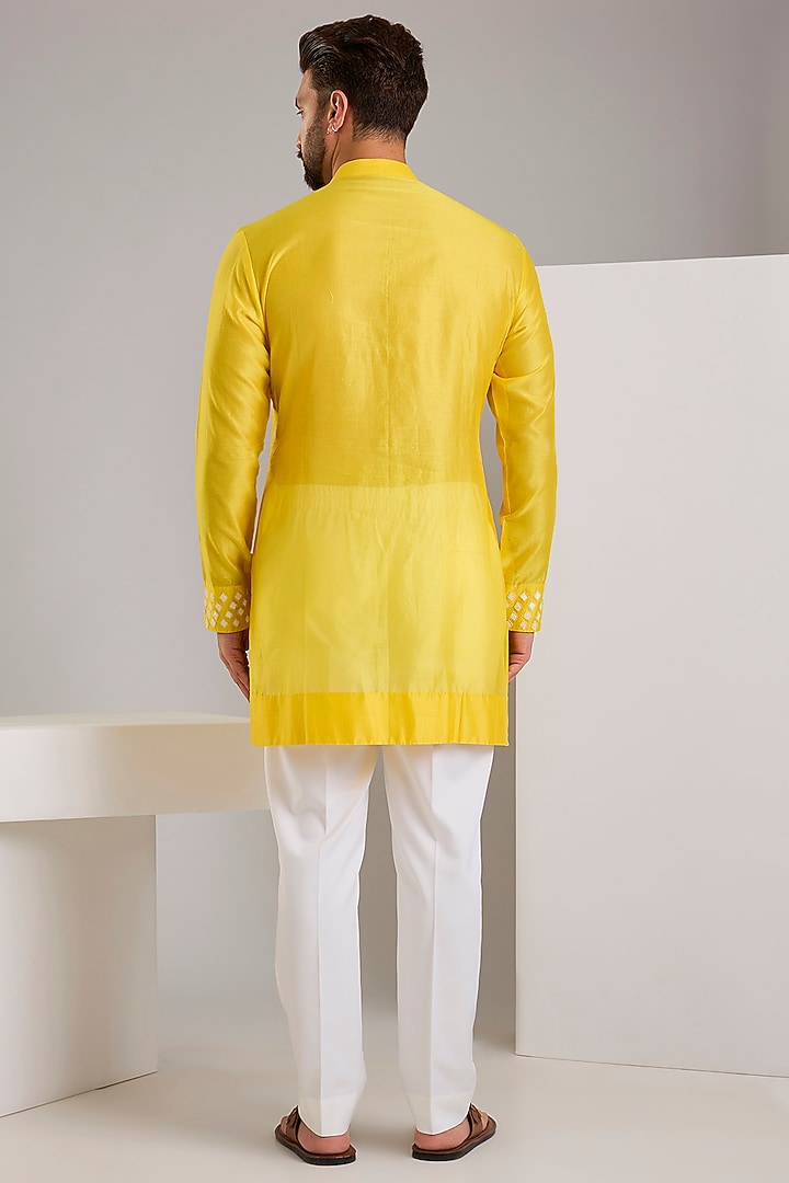 Yellow Chanderi Kurta by Sawan Gandhi Men at Pernia's Pop Up Shop