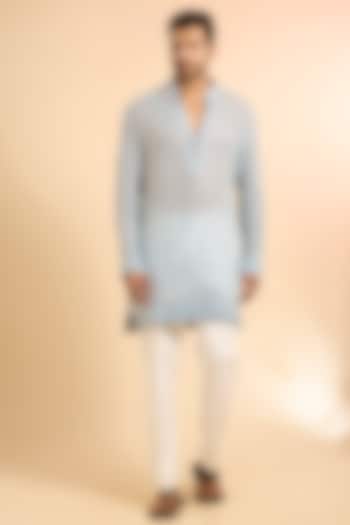 Ice Blue Georgette Kurta by Sawan Gandhi Men at Pernia's Pop Up Shop
