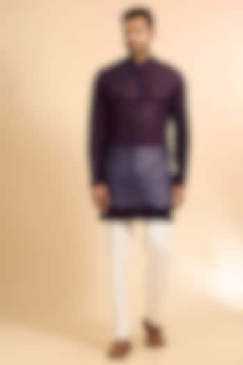 Wine Georgette Kurta by Sawan Gandhi Men at Pernia's Pop Up Shop