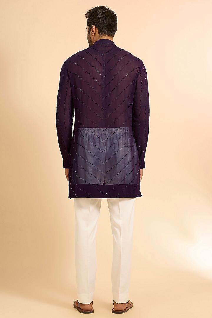 Wine Georgette Kurta by Sawan Gandhi Men at Pernia's Pop Up Shop
