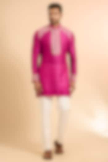 Hot Pink Chanderi Kurta by Sawan Gandhi Men at Pernia's Pop Up Shop