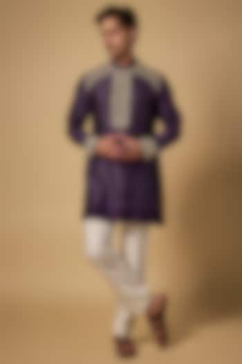 Purple Silk Kurta by Sawan Gandhi Men at Pernia's Pop Up Shop