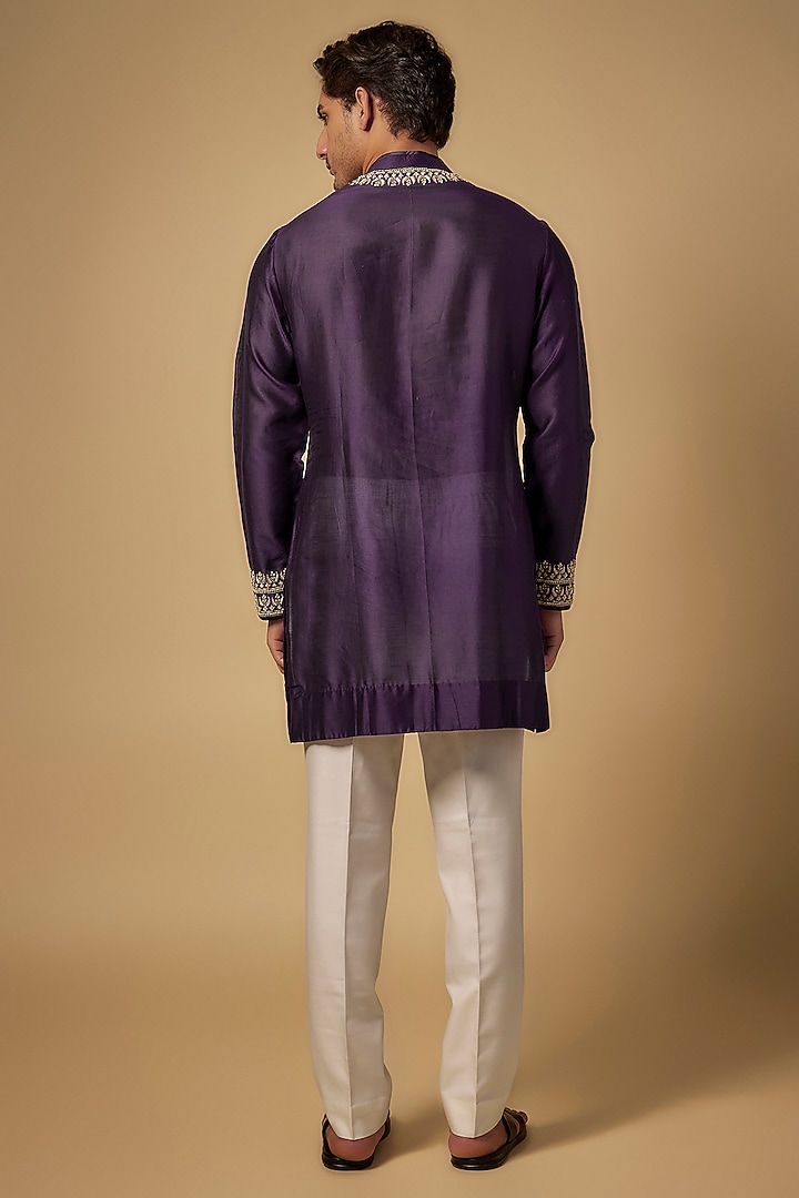 Purple Silk Kurta by Sawan Gandhi Men at Pernia's Pop Up Shop