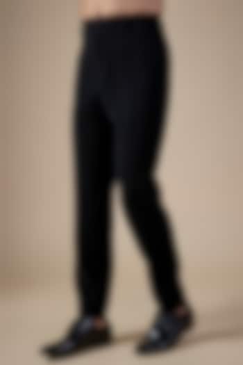 Black Cotton Rayon Pants by Sawan Gandhi Men at Pernia's Pop Up Shop