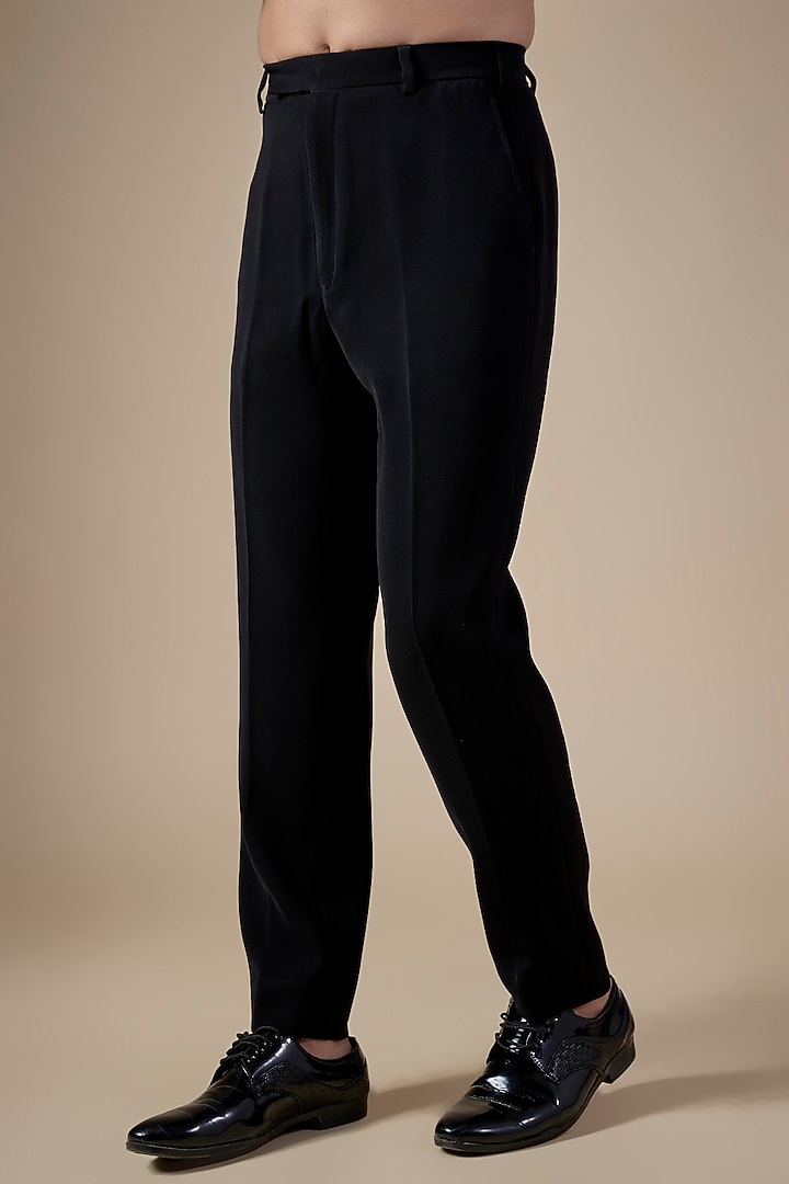 Black Cotton Rayon Pants by Sawan Gandhi Men at Pernia's Pop Up Shop
