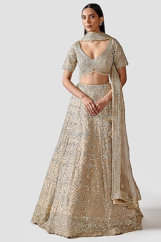 Golden Hand Embroidered Lehenga Set by Swati Narula