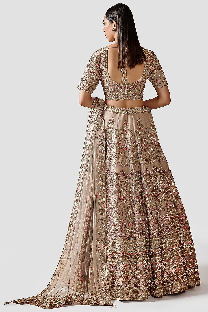 Nude-Beige Hand Embroidered Bridal Lehenga Set by Swati Narula at Pernia's Pop Up Shop