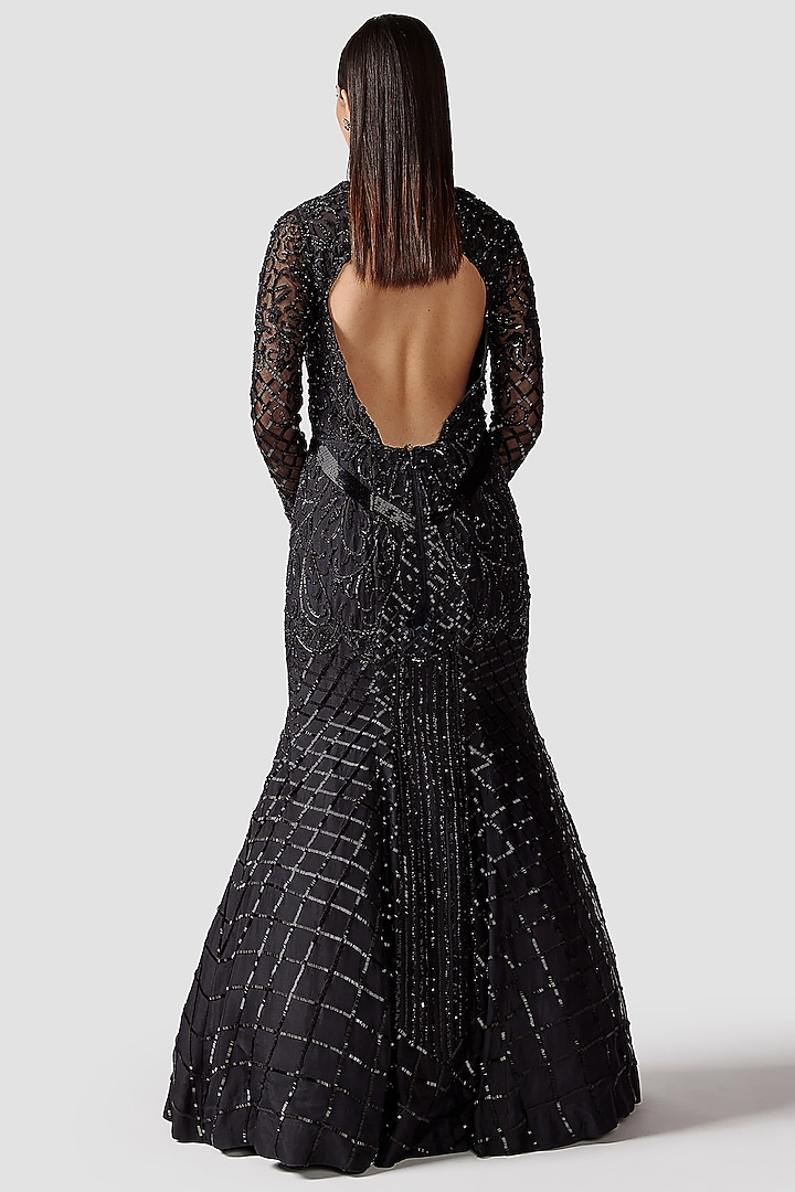 Black Hand Embroidered Wedding Gown by Swati Narula at Pernia's Pop Up Shop