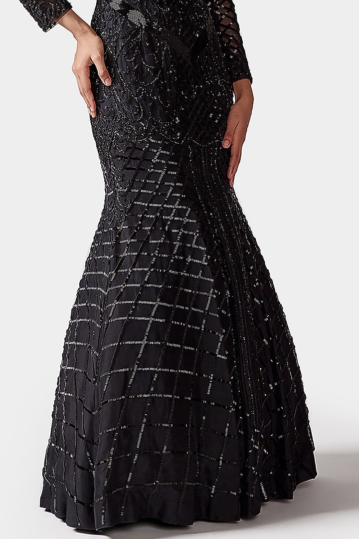 Black Hand Embroidered Wedding Gown by Swati Narula at Pernia's Pop Up Shop