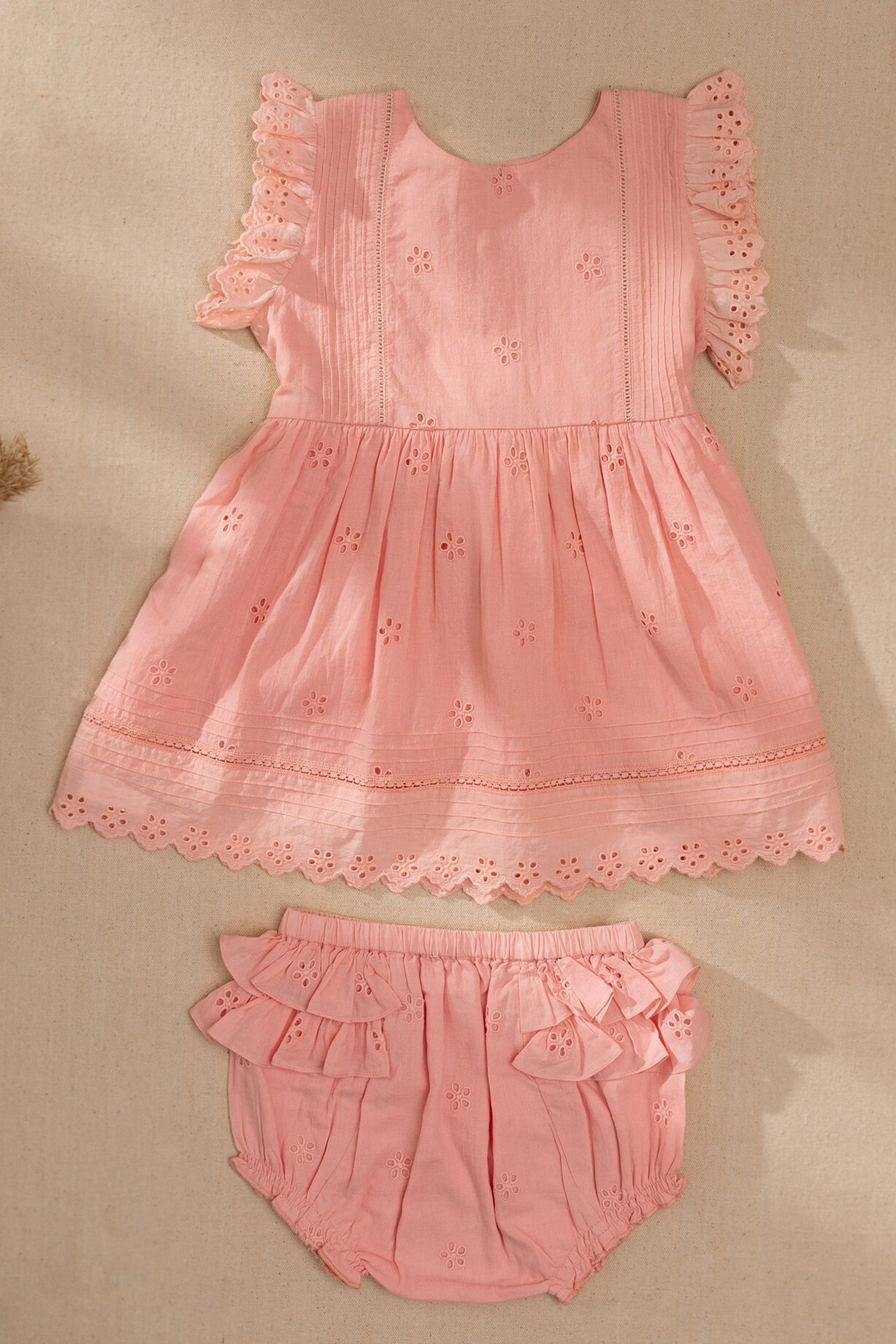 sachin and babi light blue dress Rare Editions Baby Girls Flutter-Sleeve Striped/Pineapple-Schiffli-Embroidered  Dress