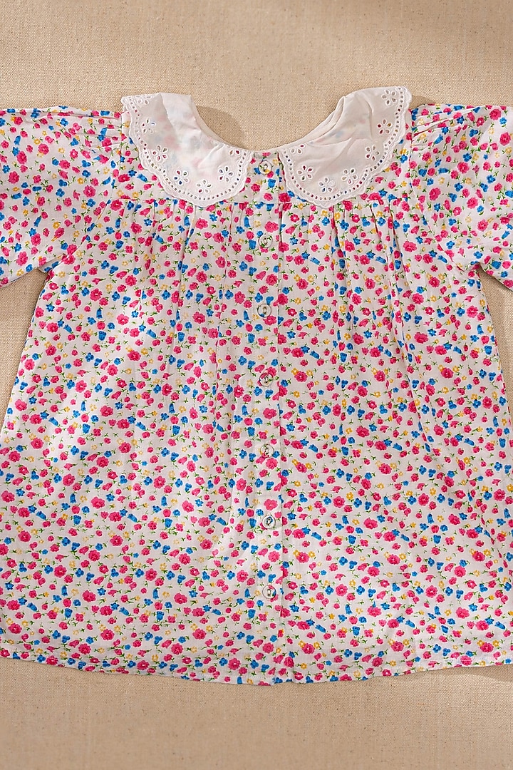 Pink Organic Cotton Floral Printed Dress For Girls by Swoon baby at Pernia's Pop Up Shop