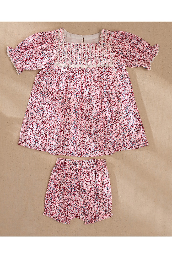 Pink Organic Cotton Floral Printed Dress For Girls by Swoon baby at Pernia's Pop Up Shop