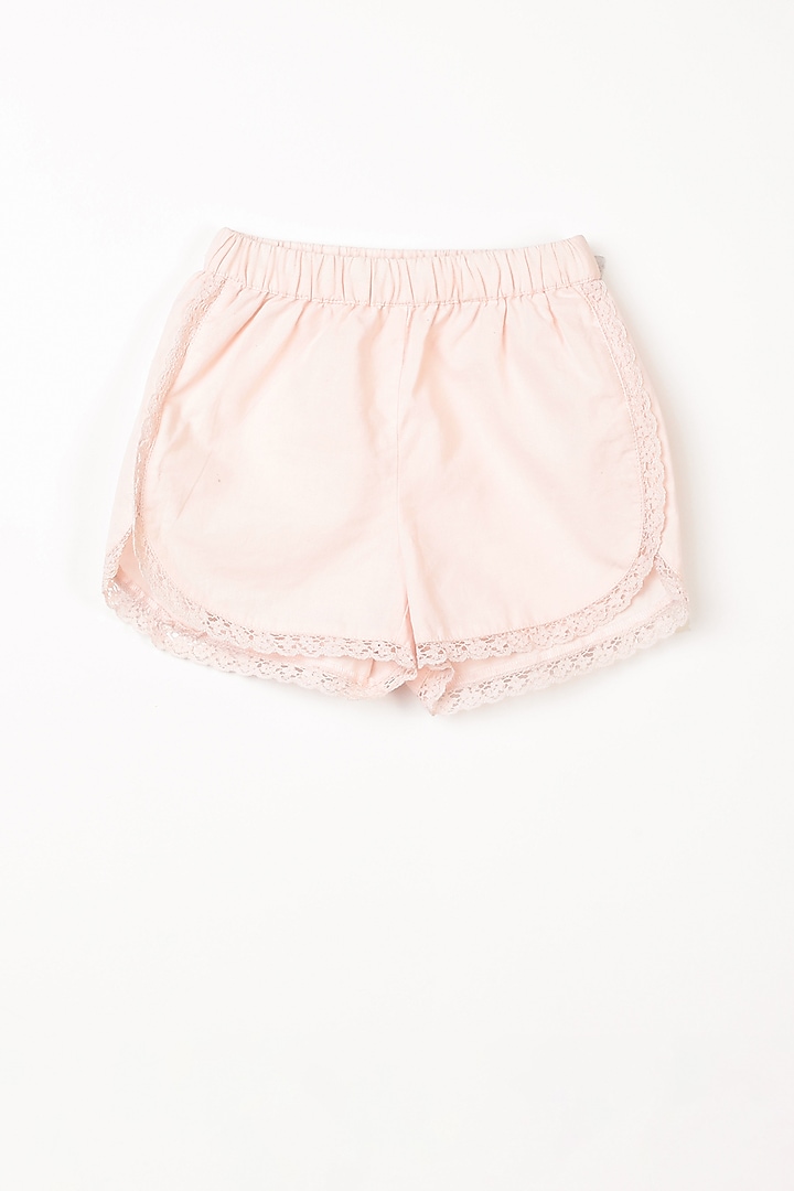 Pink Scalloped Lace Shorts For Girls by Swoon baby