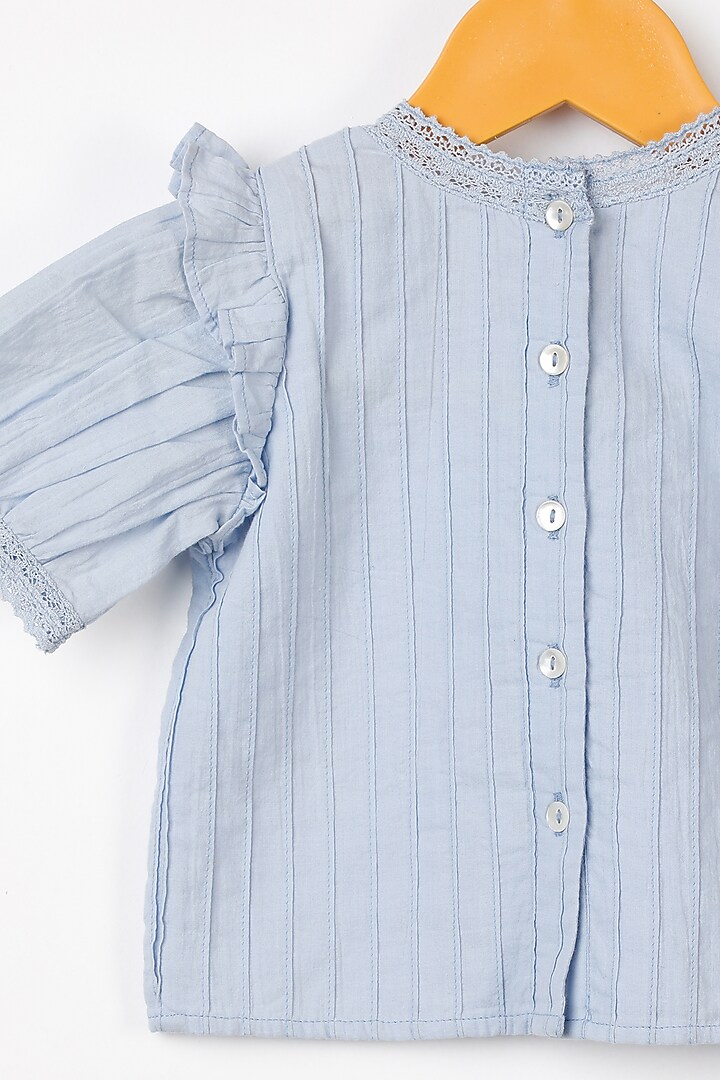Blue Ruffled Top For Girls by Swoon baby at Pernia's Pop Up Shop