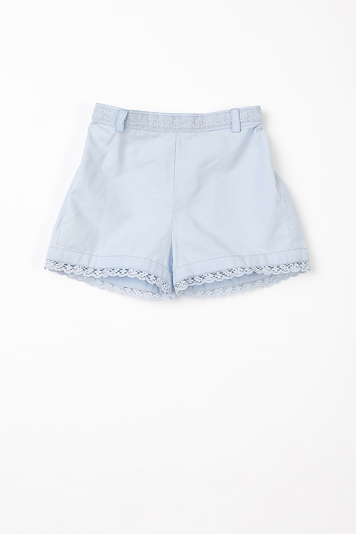 Blue Scalloped Lace Shorts For Girls by Swoon baby