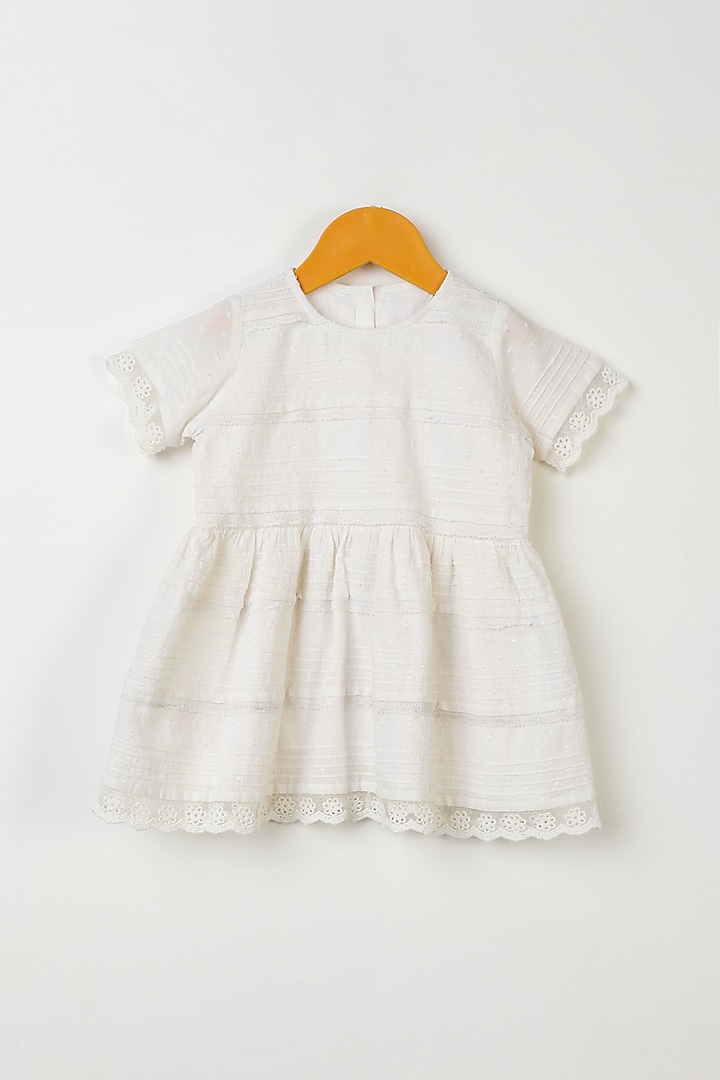 White Organic Cotton Dress For Girls by Swoon baby