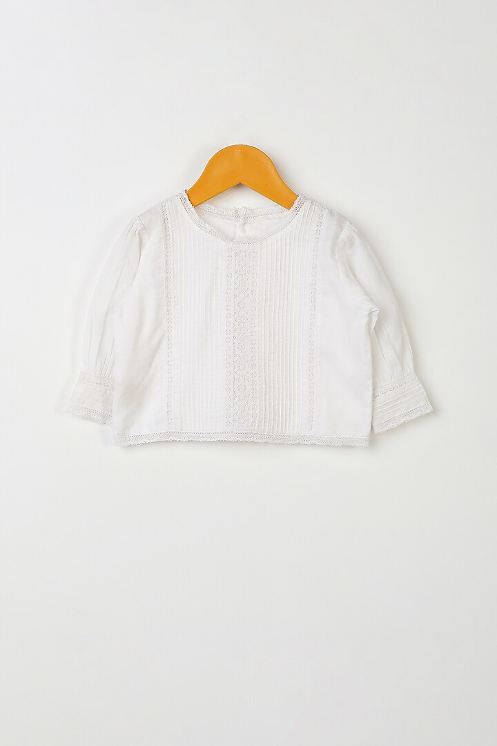White Pintuck Top For Girls by Swoon baby