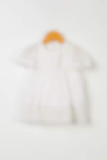 White Embroidered Shift Dress For Girls by Swoon baby