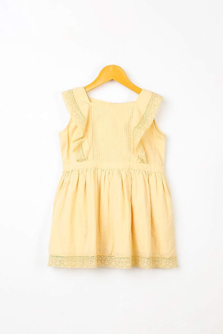 Yellow Organic Cotton Ruffled Dress For Girls by Swoon baby