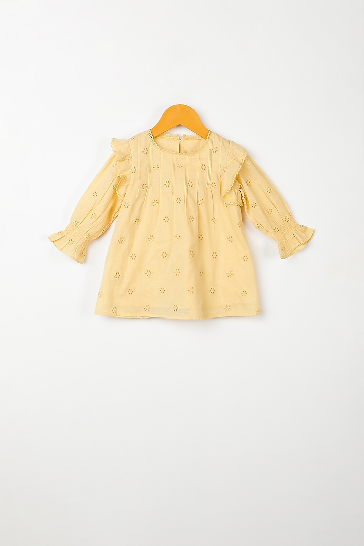 Yellow Embroidered Shift Dress For Girls by Swoon baby