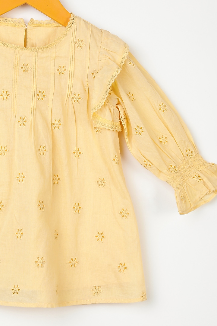 Yellow Embroidered Shift Dress For Girls by Swoon baby at Pernia's Pop Up Shop