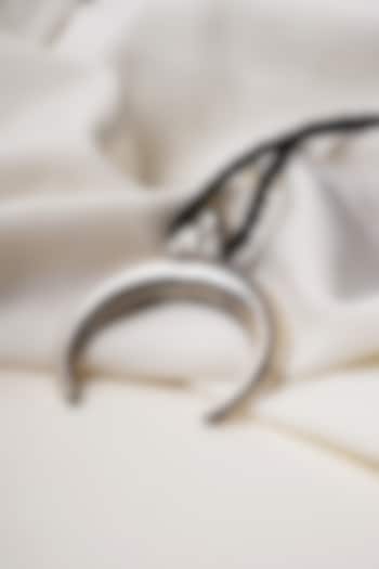 Oxidised Silver Finish Crescent Moon Pendant Necklace In Sterling Silver by Swadeshi Pitara at Pernia's Pop Up Shop