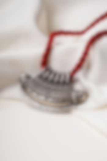 Oxidised Silver Finish Tawiz Dori Pendant Necklace In Sterling Silver by Swadeshi Pitara at Pernia's Pop Up Shop