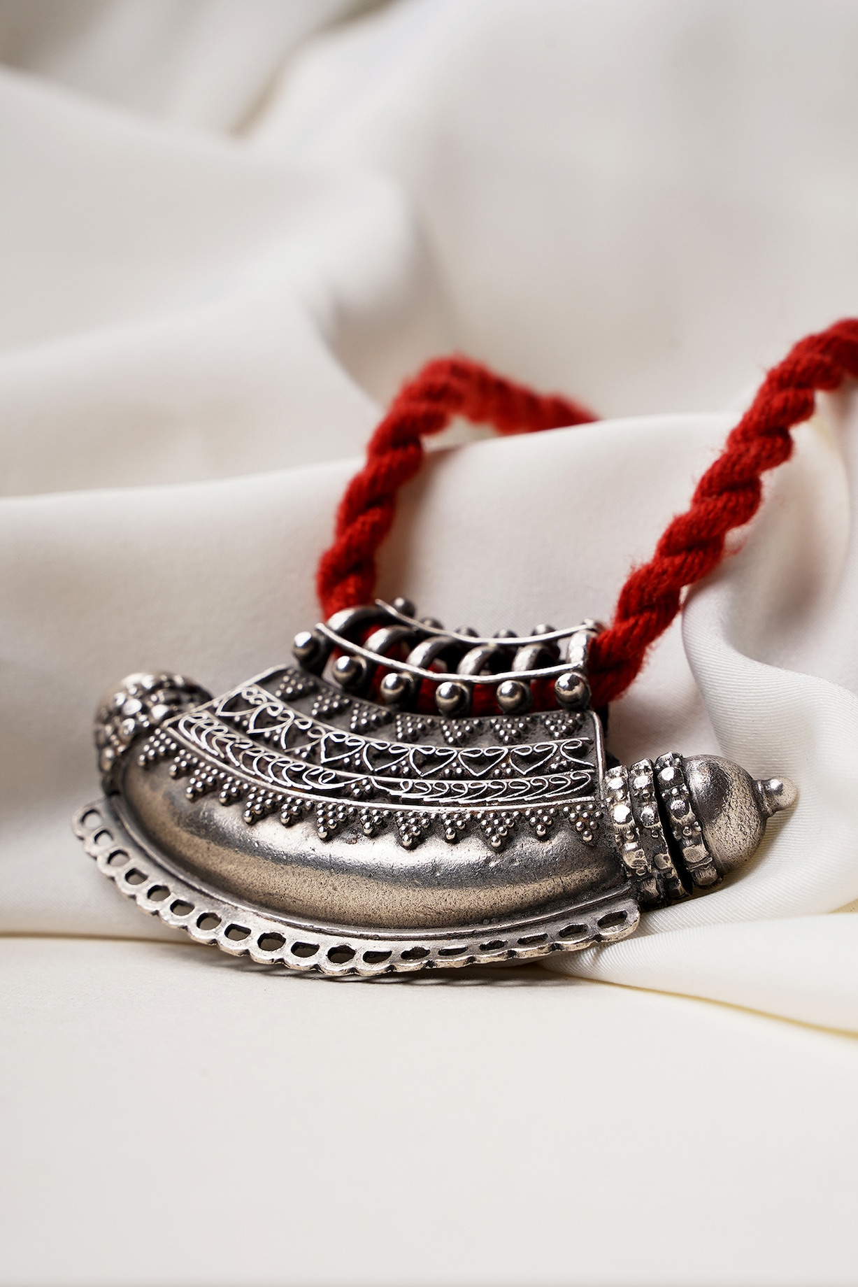 Oxidised Silver Finish Tawiz Dori Pendant Necklace In Sterling Silver by  Swadeshi Pitara at Pernia's Pop Up Shop