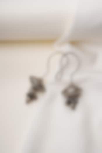 Oxidised Silver Finish Curved Hook Ball Dangler Earrings In Sterling Silver by Swadeshi Pitara at Pernia's Pop Up Shop