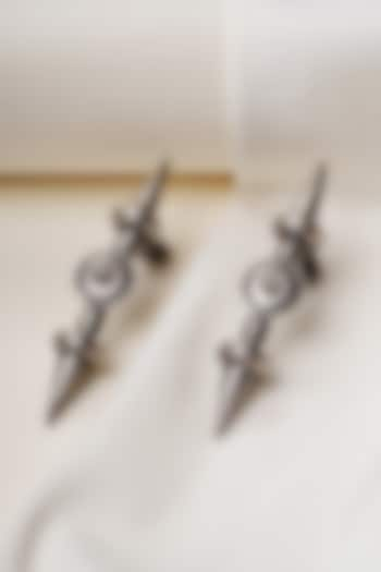 Oxidised Silver Finish Tribal Warrior Stud Earrings In Sterling Silver by Swadeshi Pitara at Pernia's Pop Up Shop