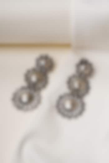 Oxidised Silver Finish Layered Floral Earrings In Sterling Silver by Swadeshi Pitara at Pernia's Pop Up Shop