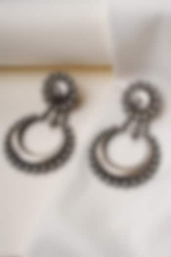 Oxidised Silver Finish Chandbali Earrings In Sterling Silver by Swadeshi Pitara at Pernia's Pop Up Shop