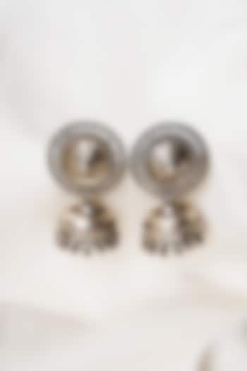 Black Rhodium Finish Jhumka Earrings In Sterling Silver by Swadeshi Pitara at Pernia's Pop Up Shop