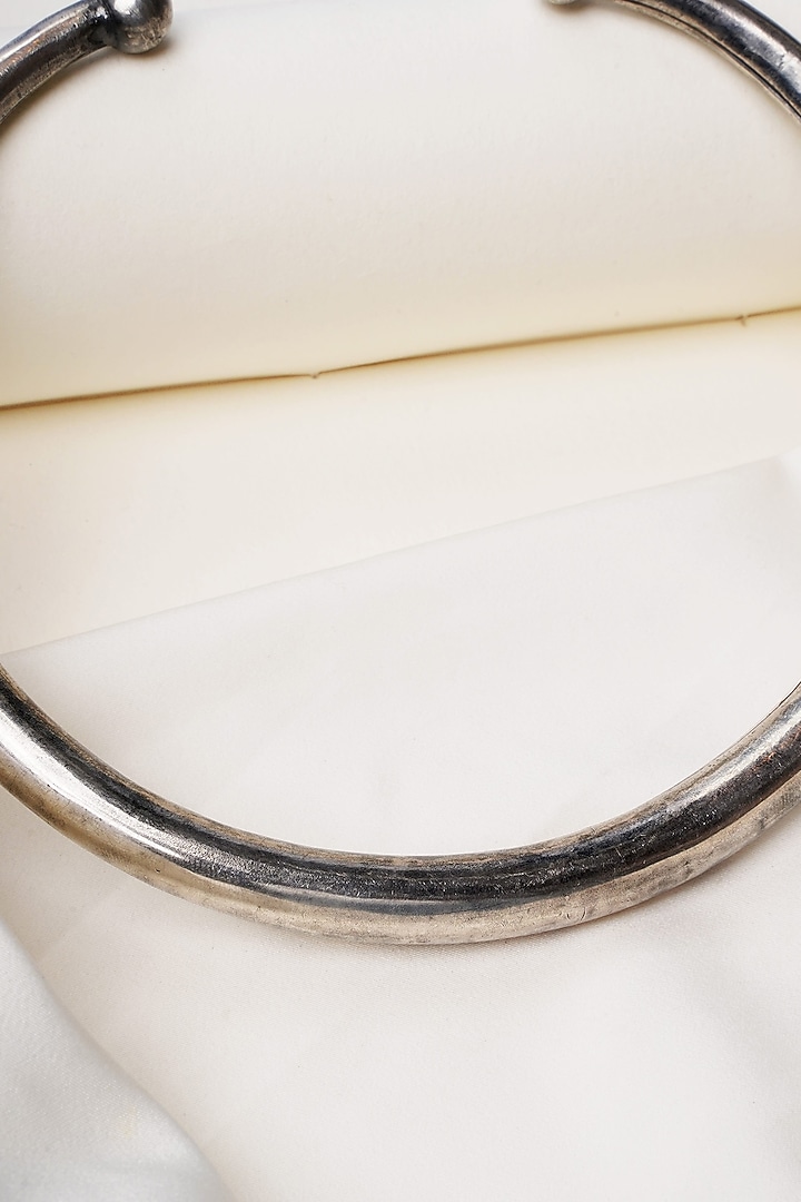 Oxidised Silver Finish Handcrafted Choker Hasli Necklace In Sterling Silver by Swadeshi Pitara at Pernia's Pop Up Shop