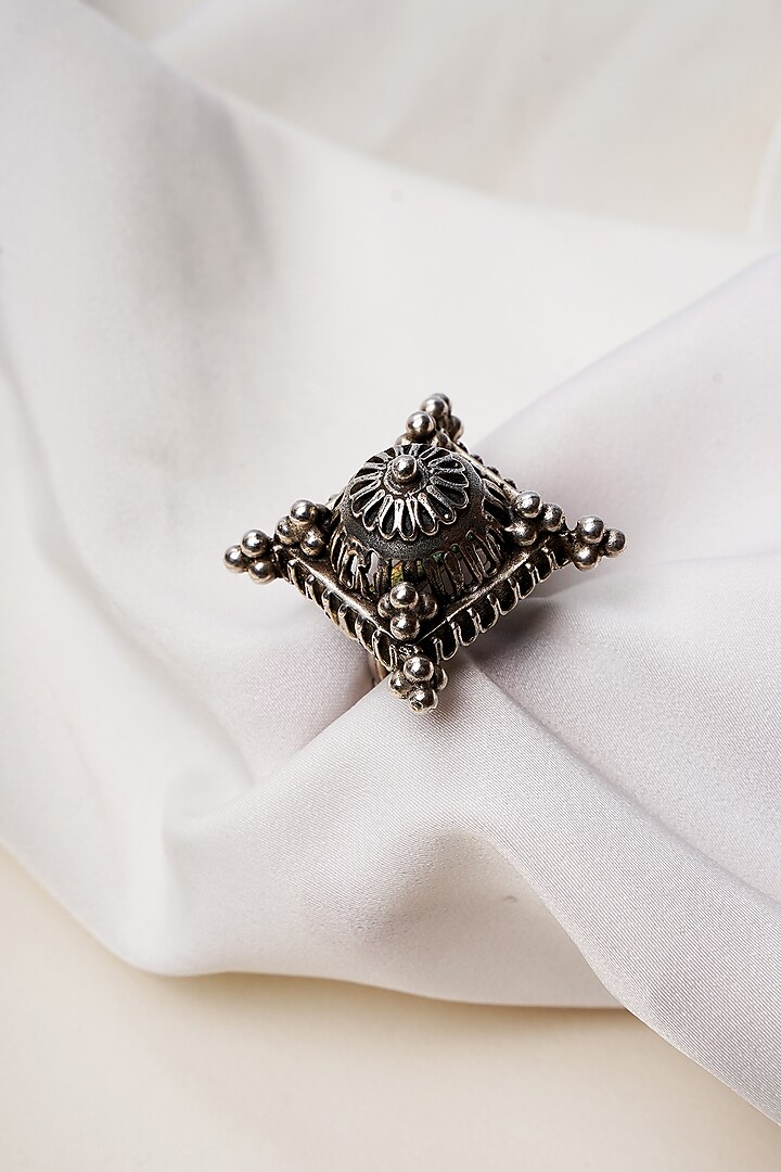 Oxidised Finish Gumbaj Vintage Ring In Sterling Silver by Swadeshi Pitara at Pernia's Pop Up Shop