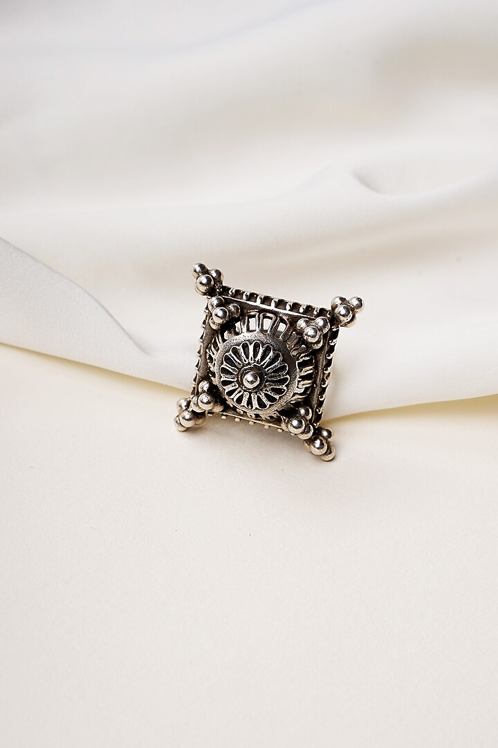 Oxidised Finish Gumbaj Vintage Ring In Sterling Silver by Swadeshi Pitara at Pernia's Pop Up Shop