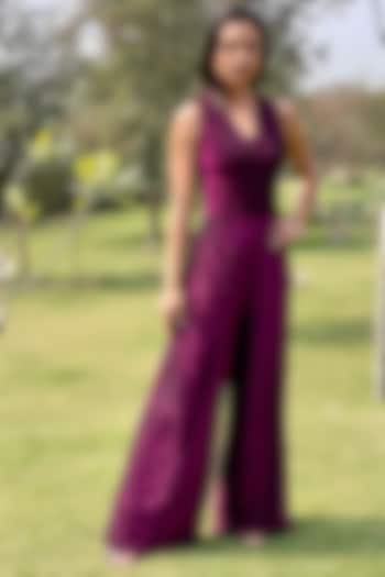 Purple Lurex Jumpsuit by Swatee Singh at Pernia's Pop Up Shop