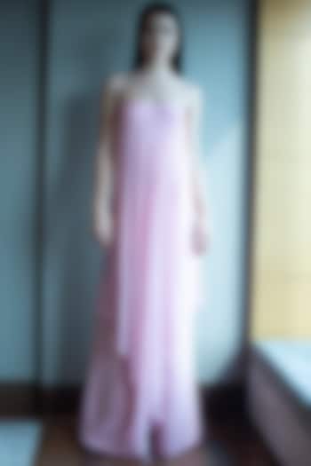 Blush Pink Draped Crepe Jumpsuit by Swatee Singh at Pernia's Pop Up Shop